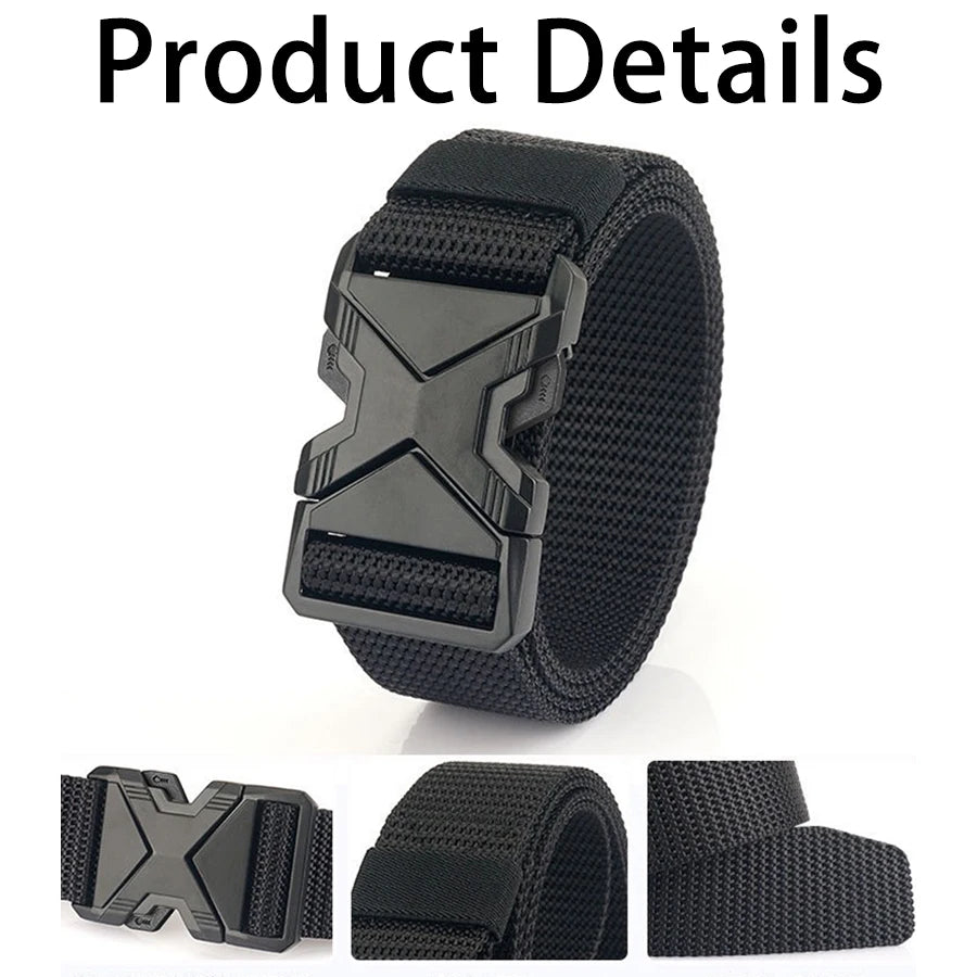 The New Men's 125cm Buckle Belt Nylon Braided Lightweight Breathable Daily Commuter Men's Belt