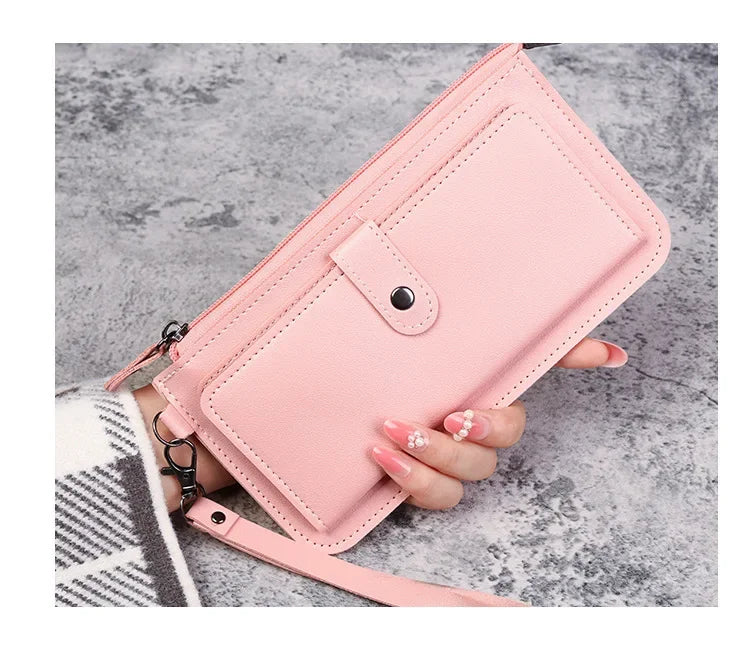 Long Zipper Wallets Coin Cluth Purses Leather Long Wallets Women's Luxury Female Wallet Mini Credit Card Holder Money Bag