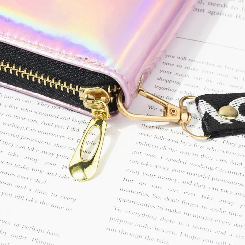 Women's Long Wallet Laser Holographic Wallet Women Long Pu Purse Fashion Female Clutch Large Capacity Zipper Purses Phone Purse