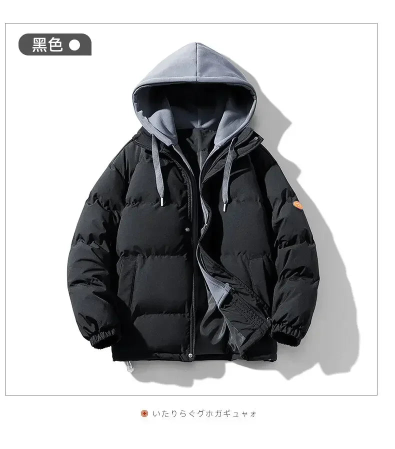 Men Hooded Thick Warm Colorful Bubble Coat Winter Jacket 2024 Mens Streetwear Hip Hop Parka Korean Black Clothes Puffer Jackets