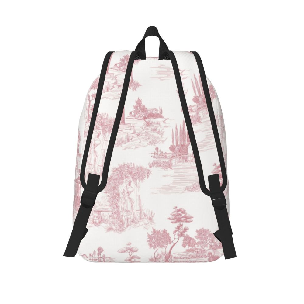 Personalized Navy Blue Toile De Jouy Canvas Backpacks Men Women Basic Bookbag for School College French Countryside Floral Bags