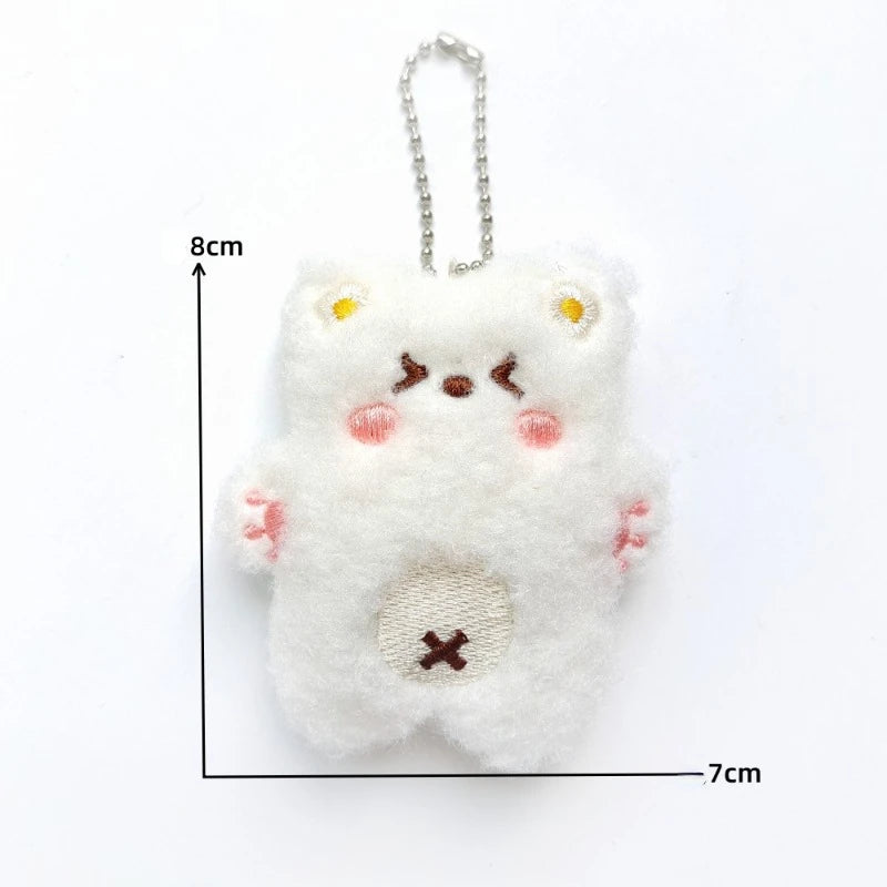 Soft Keychain Cartoon Bear Pendant Keychain Squeak Toy Cute Plush Stuffed Key Chains Bag Decorations Couple Friends Kids Gift