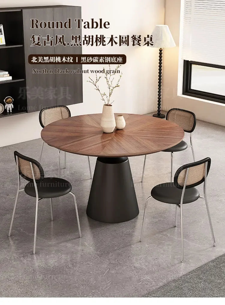 Italian Minimalist Dining Room Sets Black Dining Table Retro Restaurant Wooden Round Table Table A Manger Kitchen Furniture