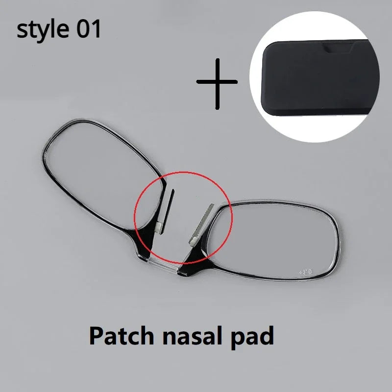 Portable Ultra-thin Clip Nose Reading Glasses Unisex Legless Nose Clip Ultra Thin Hyperopia Eyeglasses with Original Box +3.0