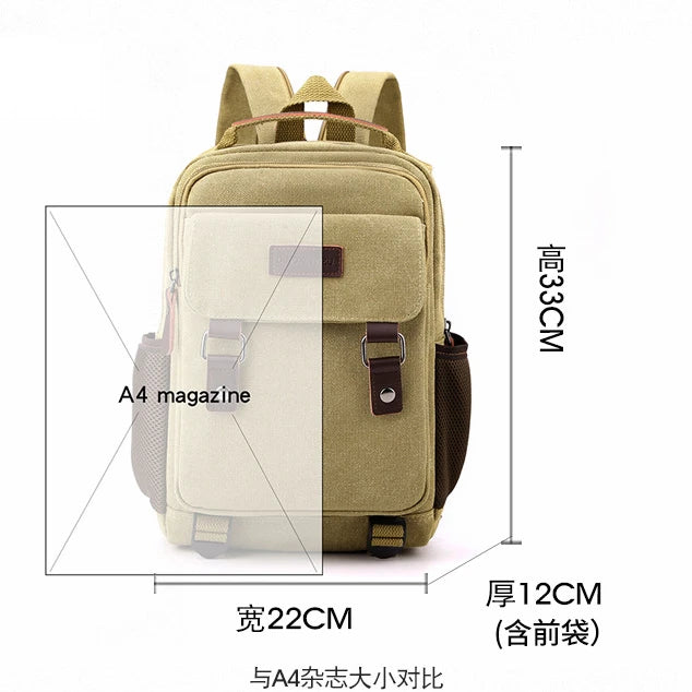 Small Mens Backpack Canvas Casual Backpacks for Men 2024 Mini Male School Bag Rucksack Man Multi-function Crossbody Bag Travel