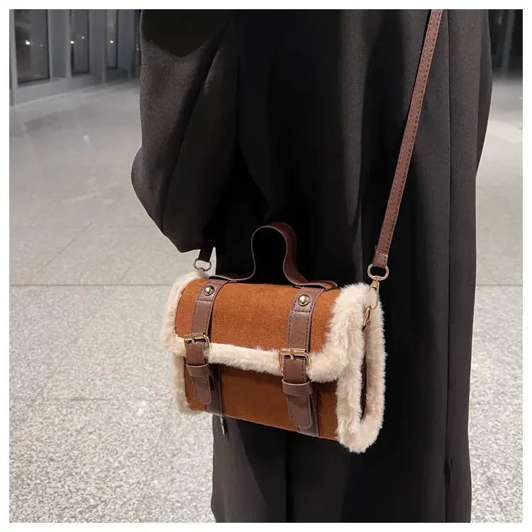 Winter Women Crossbody/shoulder Bag 2023 New Lamb Plush Velvet Bag Lady Small Square Handbag French Korea Style