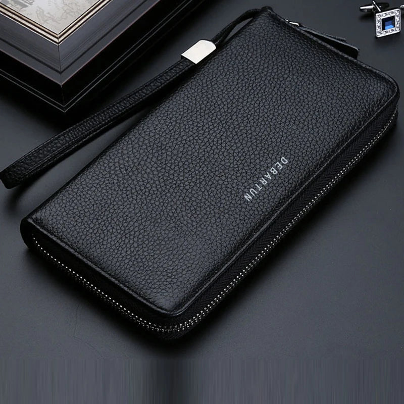 New Color Men`s Long Wallet for Men RFID Blocking Clutch Organizer Zipper Leather Business ID Credit Card Holder Purse