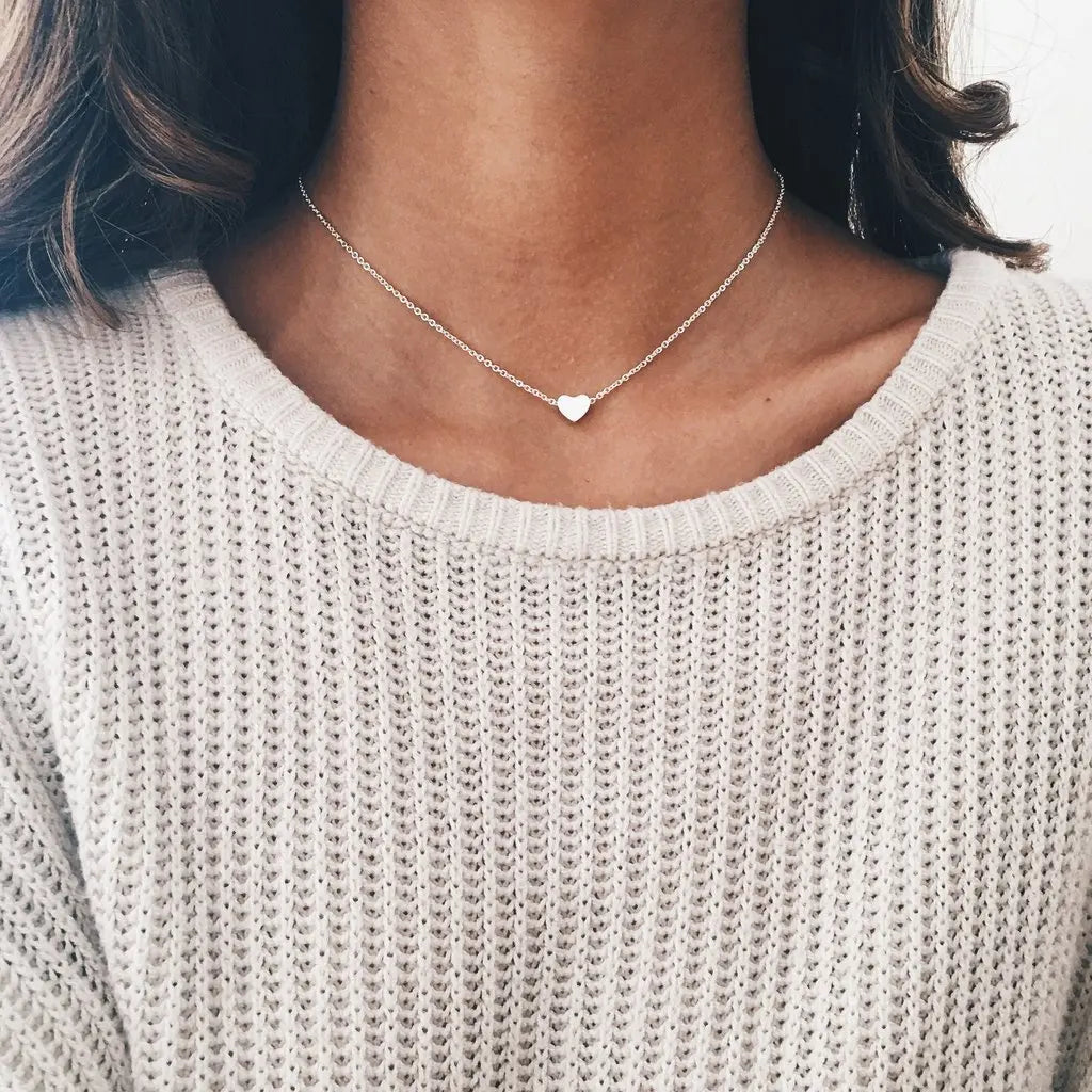 Collier avec pendentif rond en forme de triangle et de cœur pour femme, couleur or, tendance, cadeau exquis, vente en gros, livraison directe