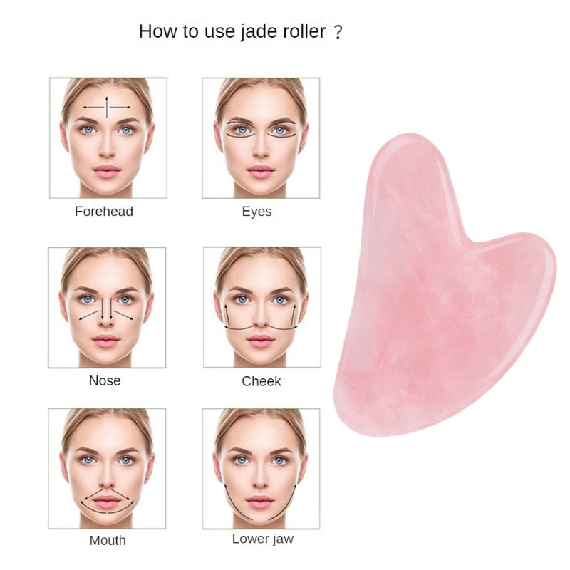 Outils de massage Gua Sha en jade naturel Grattoir en pierre de quartz rose Outil facial GuaSha pour le visage Cou Corps Prévient les rides Soins de beauté