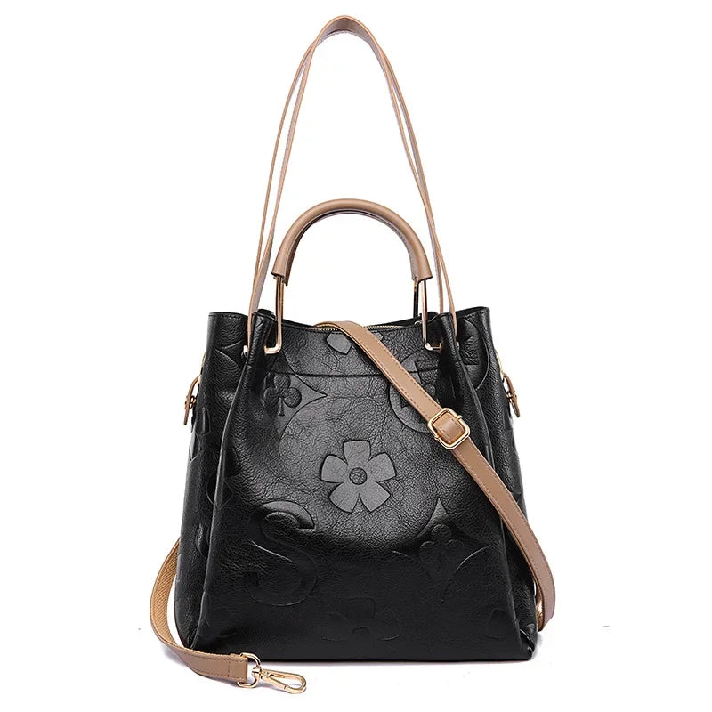 New Bucket Bag Outdoor Versatile Luxury Fashion Embossed Handbag Large Capacity Mother and Child Shoulder Bag