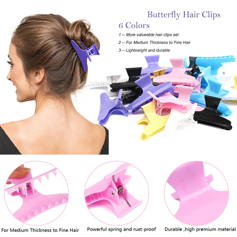 3/12pcs Butterfly Hair Clips Woman Girl's Hairpins Styling Holding Tools Hair Section Claw Clamps Professional Salon Accessories