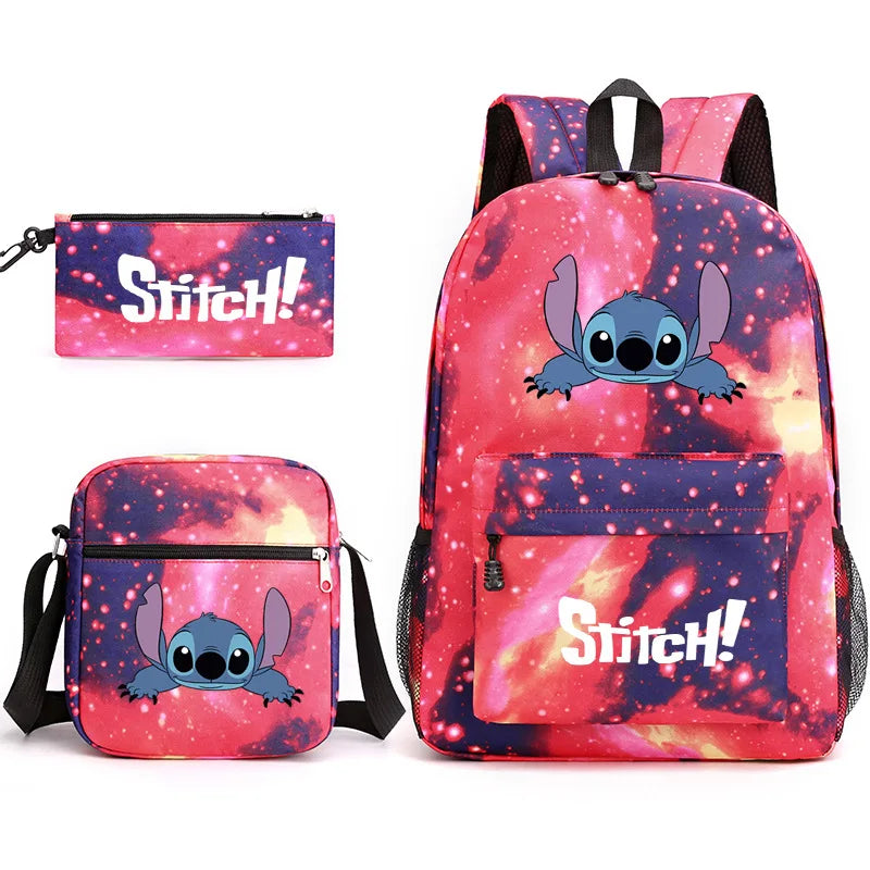 3pcs Lilo And Stitch Backpack Simple Female Male Lovely Student School Bag Large Capacity Light Laptop Travel Knapsacks