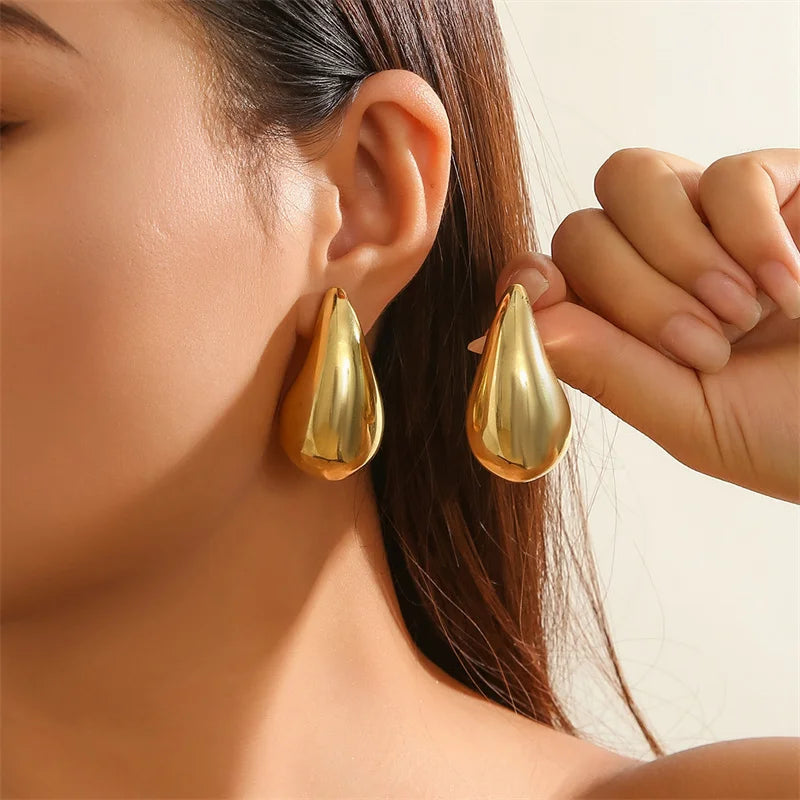 Boucles d'oreilles pendantes en forme de dôme épais plaqué or pour femme et fille, bijoux modernes, nouvelle collection, cadeau, offre spéciale, accessoires d'oreilles populaires