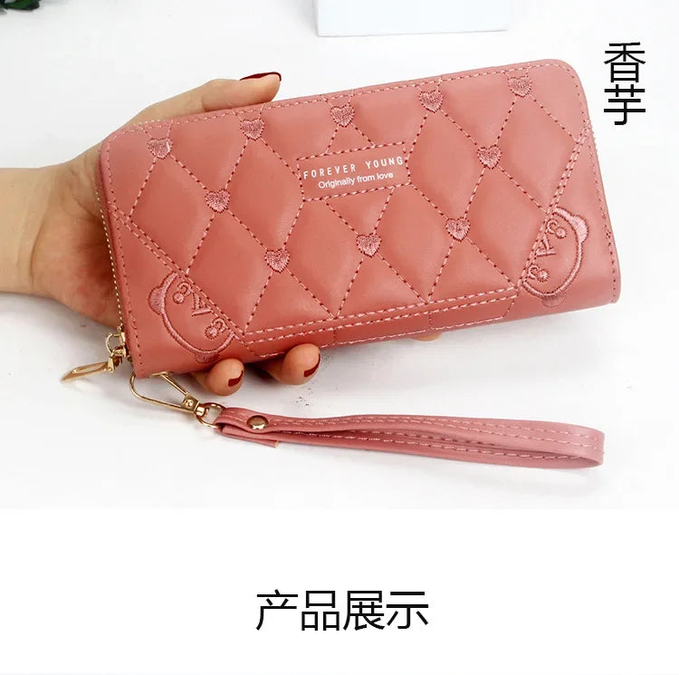 Women Long Wallet Pu Leather Card Holder Large Capacity Hasp Zipper Coin Purse Multi Card Organizer Cell Phone Wristlet Handbag