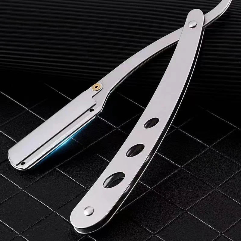 ZqZq 10 Shaving Blades and Straight Edge Razor Haircut Beard Eyebrow Shaving Tool Manual Depilation Razor Hairdresser Trimming