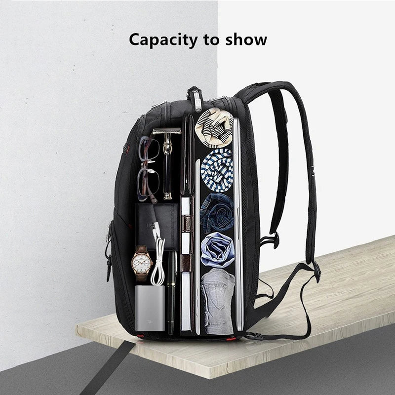 Swiss Durable 17 Inch Laptop Backpack 45L Travel Bag College Bookbag USB Charging Port Water Resistant Multifunctional Mochila