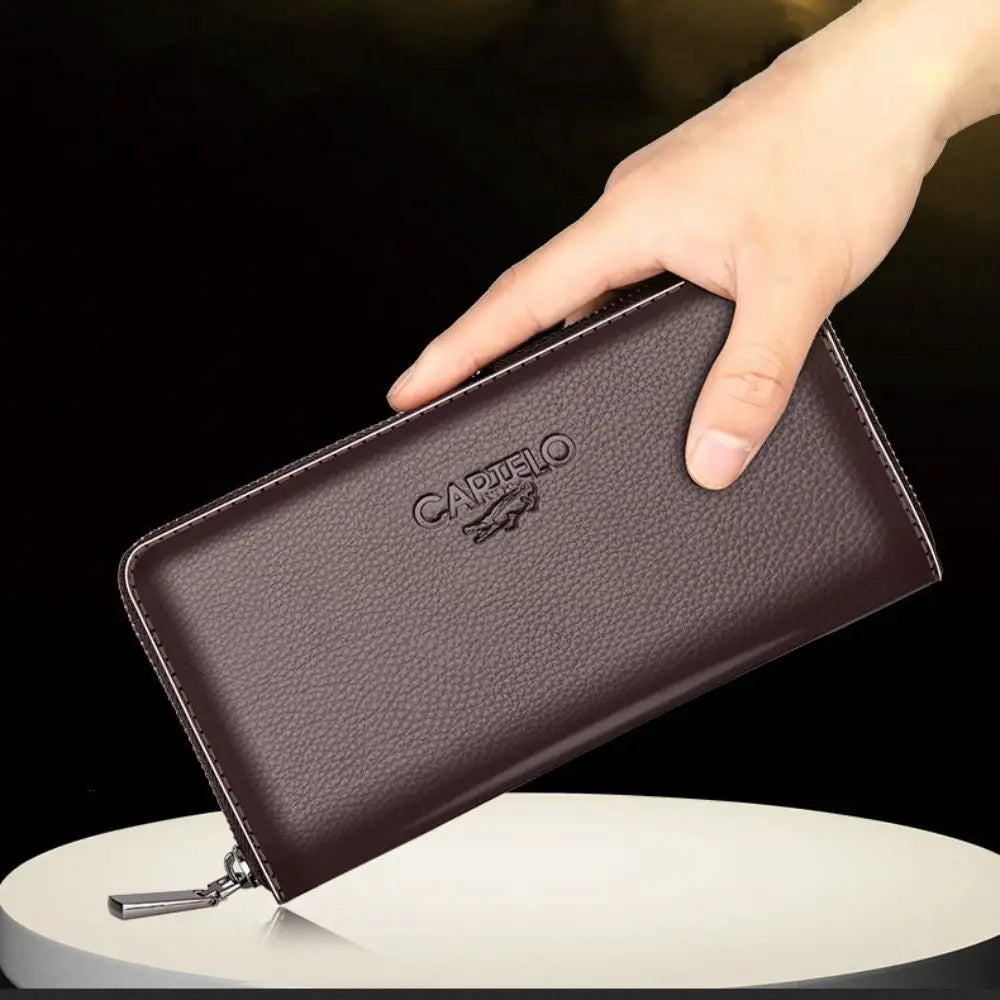 New Men's Wallet Short Frosted Leather Wallet Retro Zipper Vertical Wallet Luxury Multi-Card Wallet Phone Bag Coin Purse