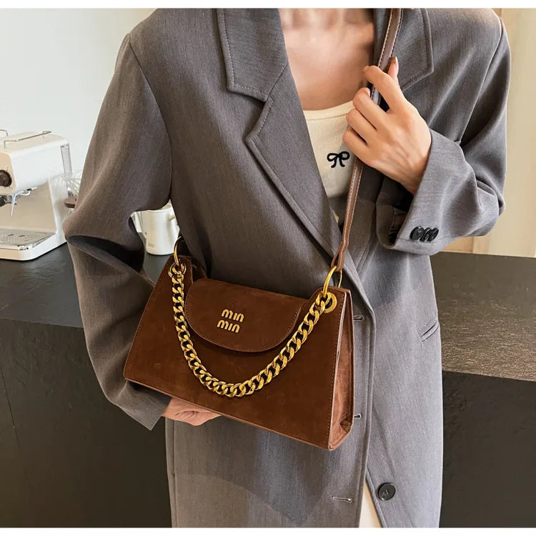 Metal Letter Designer Brand Handbags Top Handle Luxury Shoulder Bags Solid Color Elegant Crossbody Bags Fashion Bags For Women