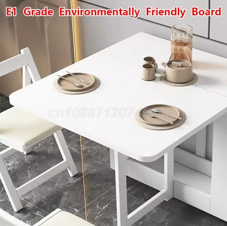 Folding Dining table Movable Table Set Dining Tables With 4 Chairs Dining Room Furniture Small Apartment Living Room Table