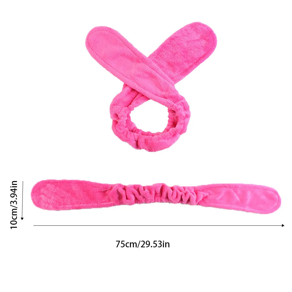 1PCS Women's Coral Velvet Wide Edge Washing Face Make Up Solid Color Flannel Headband Lazy, Not harmful To Hair Curling Tool