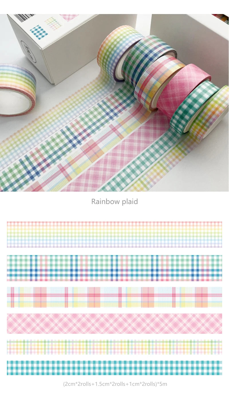 grid washi tape set Japanese paper diy planner masking adhesive washi tapes decorative stickers stationery tape school supplies