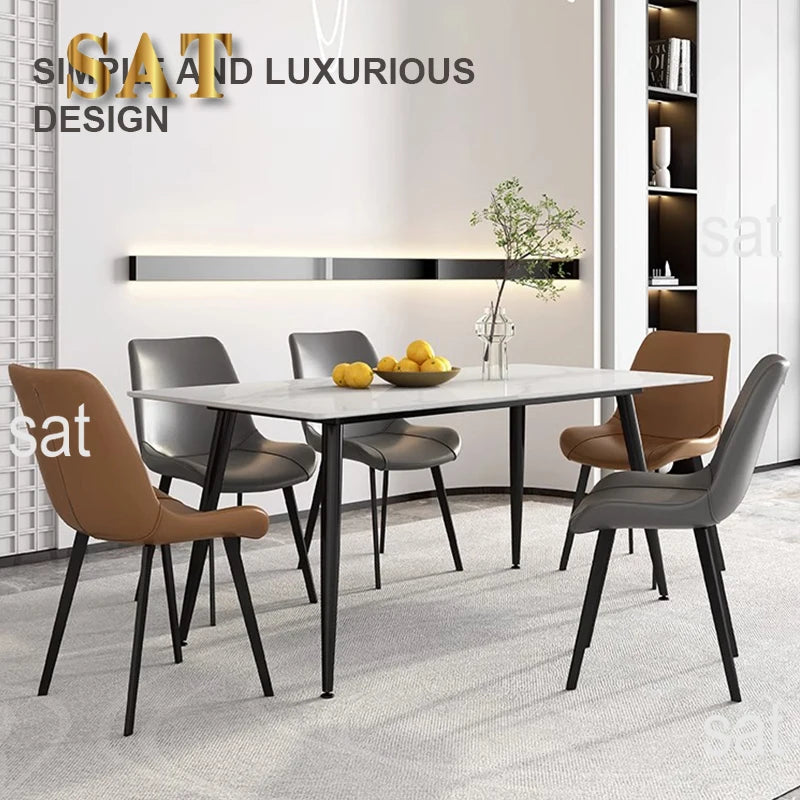 Hot Sale Customizable New Luxury Modern Dining Room Home Furniture 6 Dining Chairs Marble Dining Table Set