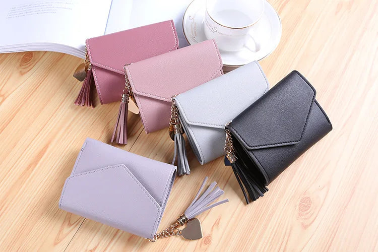 Mini Tassel Wallet Women Fashion Purse Female Short Mini Wallets Korean Students Lovely Purse Female Small Wallet for Women