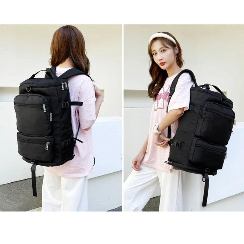 Women Large Travel Backpacks Waterproof Stylish Casual Daypack Bags with Luggage Strap Backpack Ladies Sports Yoga Luggage Bags