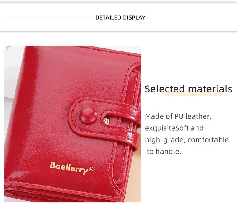 Women Wallets Large Capacity Female Leather Coin Purses Hasp Clutch ID Credit Card Holder Purse Money Bag Red Wallet for Women