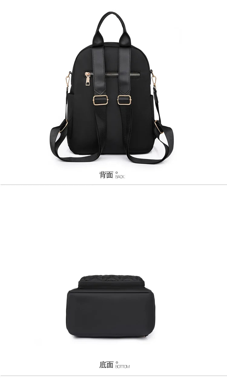 2024 New Korean Edition Versatile Large Capacity Water Proof Travel Backpack Lingge Embroidered Double Shoulder Bag for Women