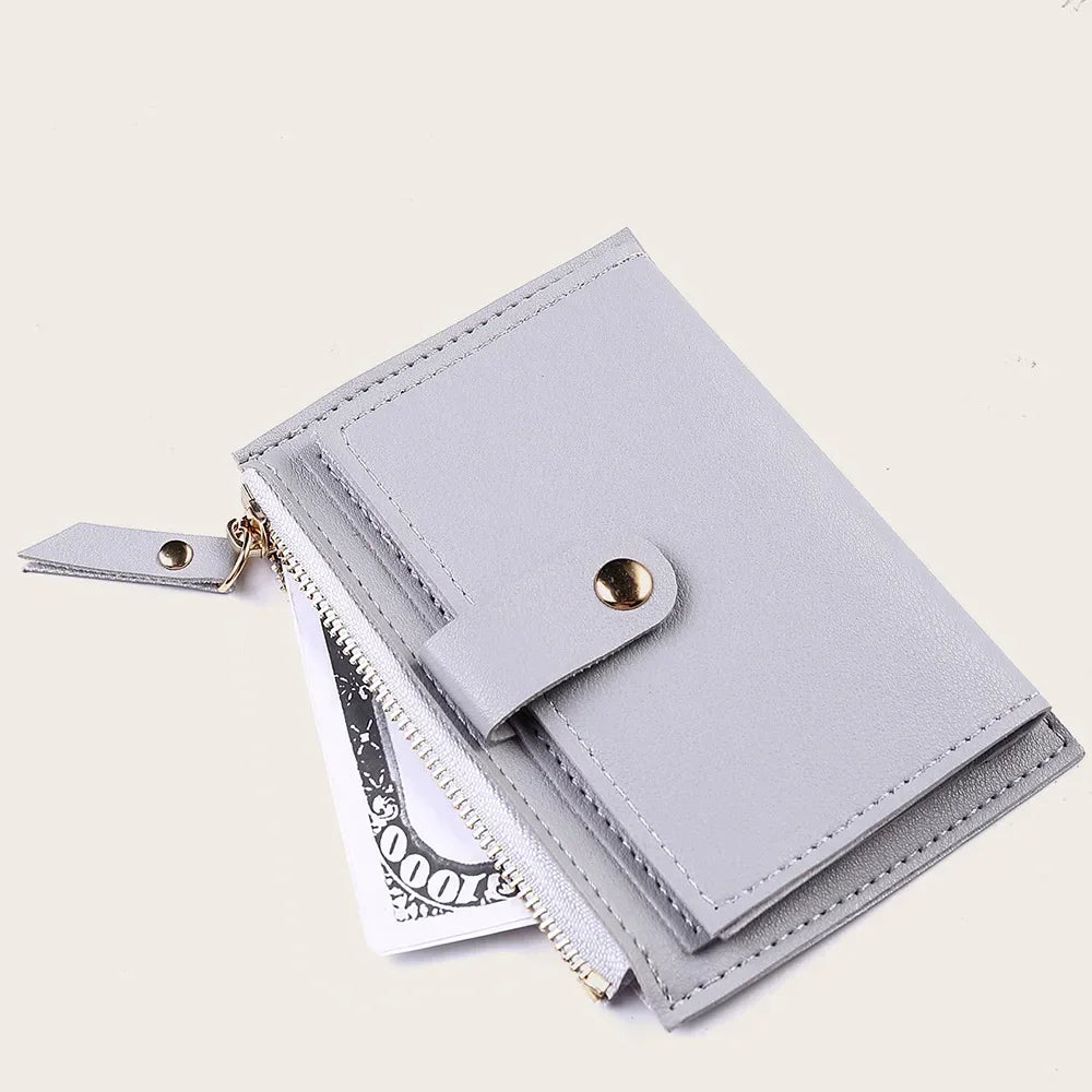 Portefeuilles tendance en cuir pour femmes, mini porte-monnaie solide, porte-cartes, petit portefeuille fin