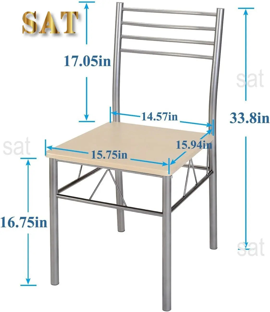 Kitchen Dining Room Sturdy Stable Table and Chairs 4, 5-Piece Dinette Sets, Space Saving (Silver), 43.3",Easy Assembly