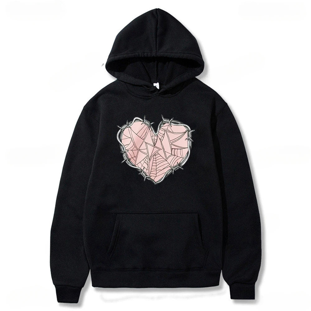 2024 Vêtements de mode XPLR Sam et Colby Merch Web Heart Sweat à capuche à manches longues Femmes Hommes Sweat-shirt Style décontracté Harajuku Streetwear