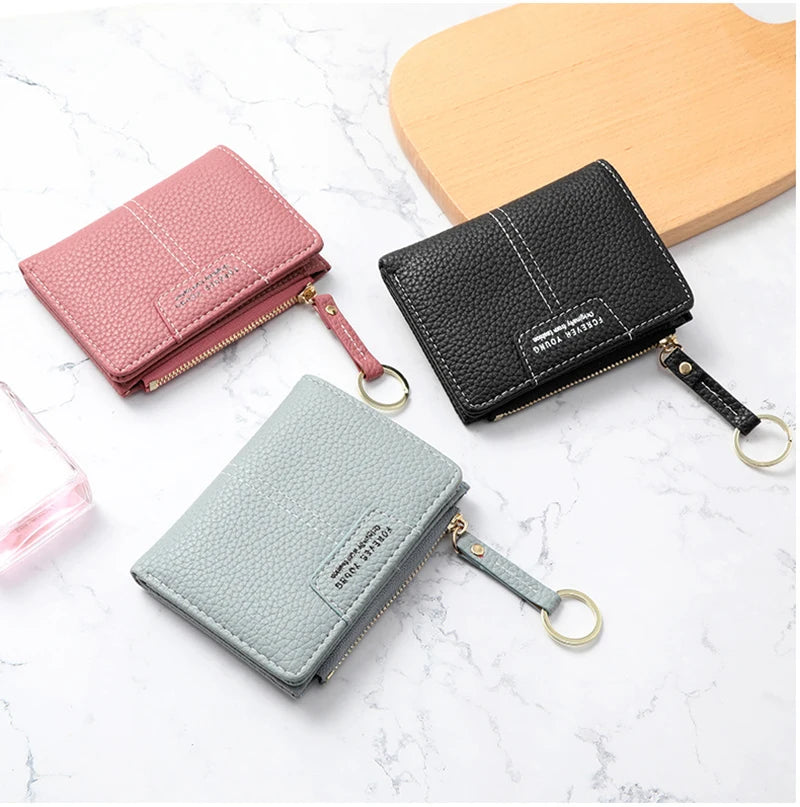 New Yellow Women Wallet Soft PU Leather Female Purse Mini Hasp Card Holder Coin Short Wallets Slim Small Purse Zipper Keychain