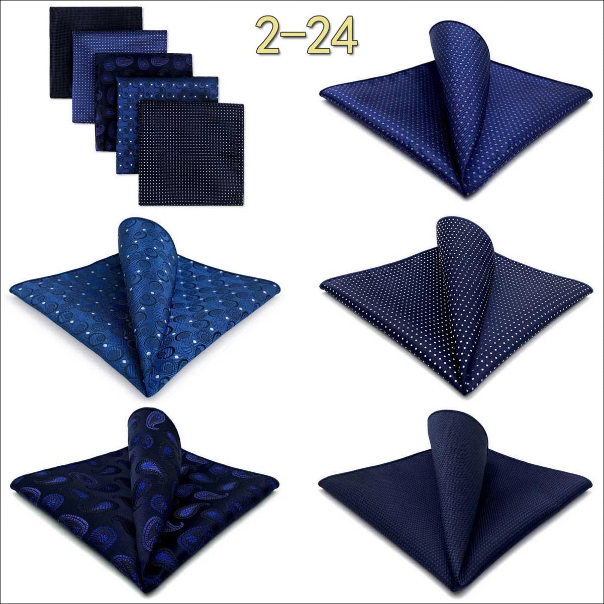 5 Pieces Mens Pocket Squares Wedding Handkerchiefs Set Fashion Formal Bundle Luxury Unique