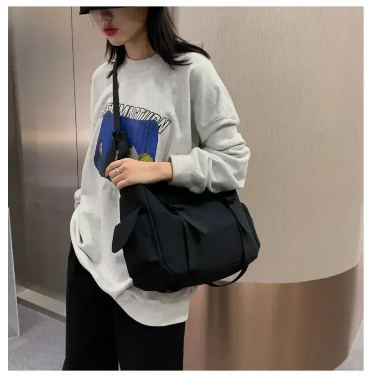 Japanese Harajuku Women Messenger Bag Solid Color Canvas Crossbody Bags Student Large Capacity Handbags Shoulder Bag Bolsos Sac