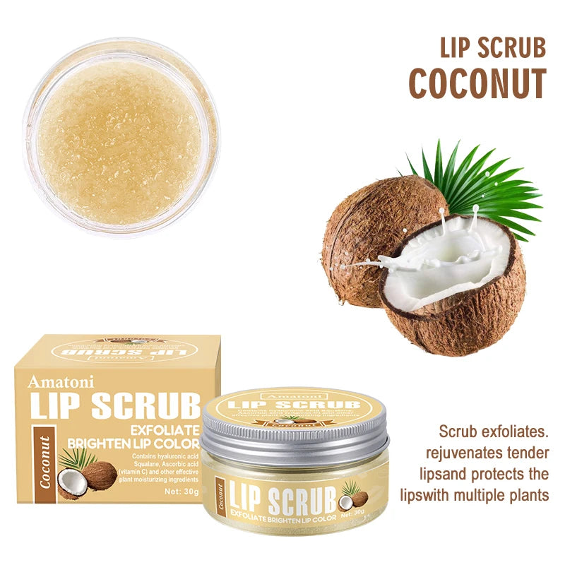 Lip scrub 30g raspberry vanilla coconut watermelon lip brighten exfoliating lip moisturizing gift for women