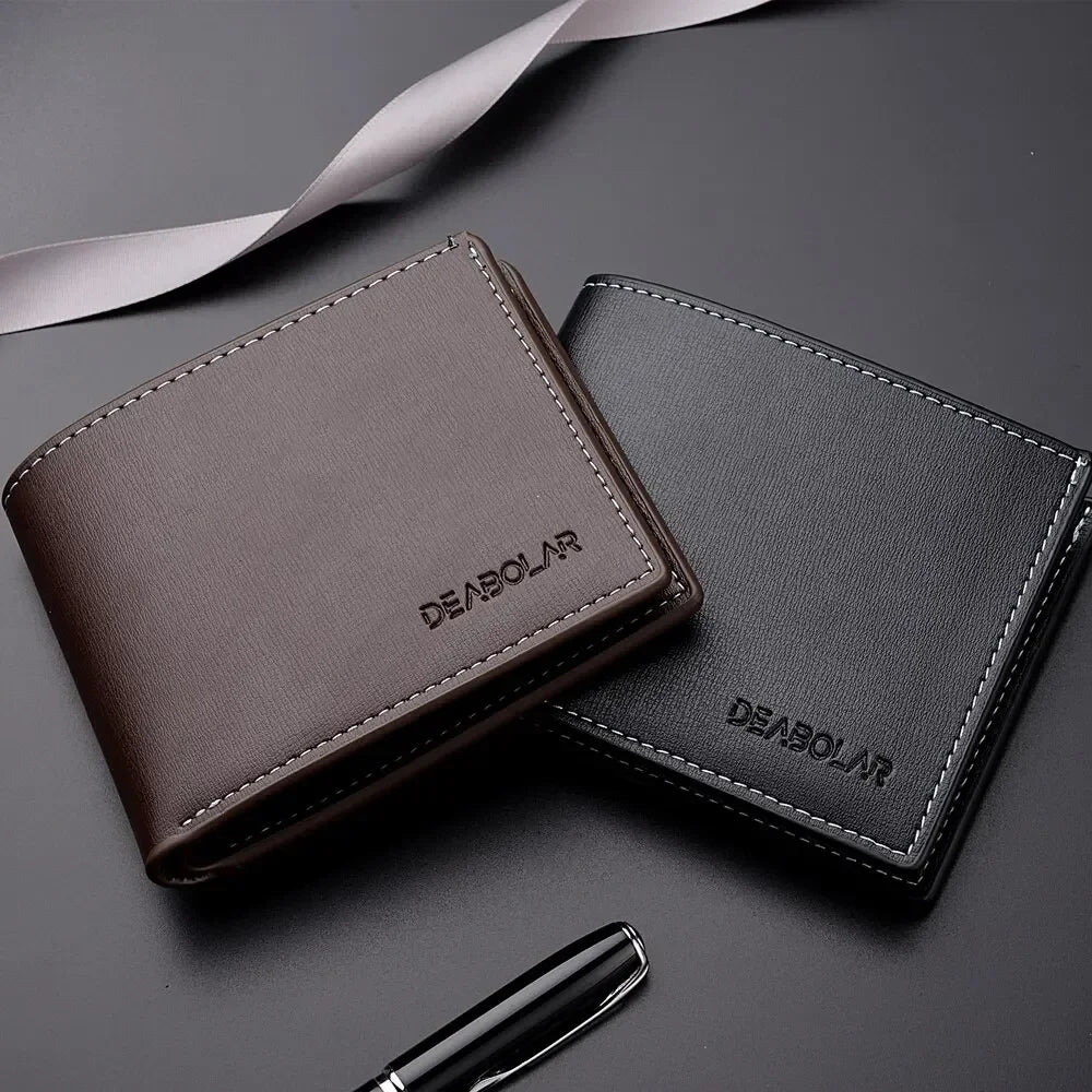 New Pu Leather Men Short Wallet Thin Style Folding Young Men Credit Card Holder Wallet Men Multi-slot Newly Designed Purses