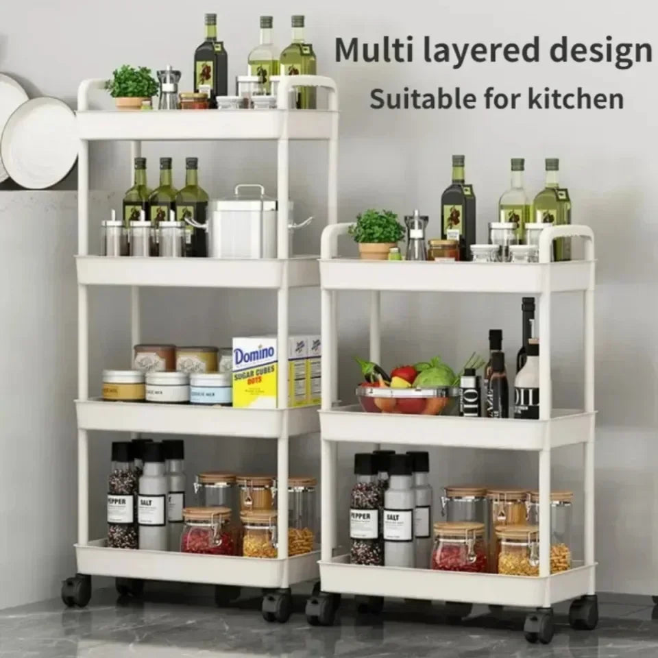 Hot Household Multi-layer Small Cart Storage Rack Floor To Floor Kitchen Bedroom Bathroom Storage Rack Storage Rack With Wheels