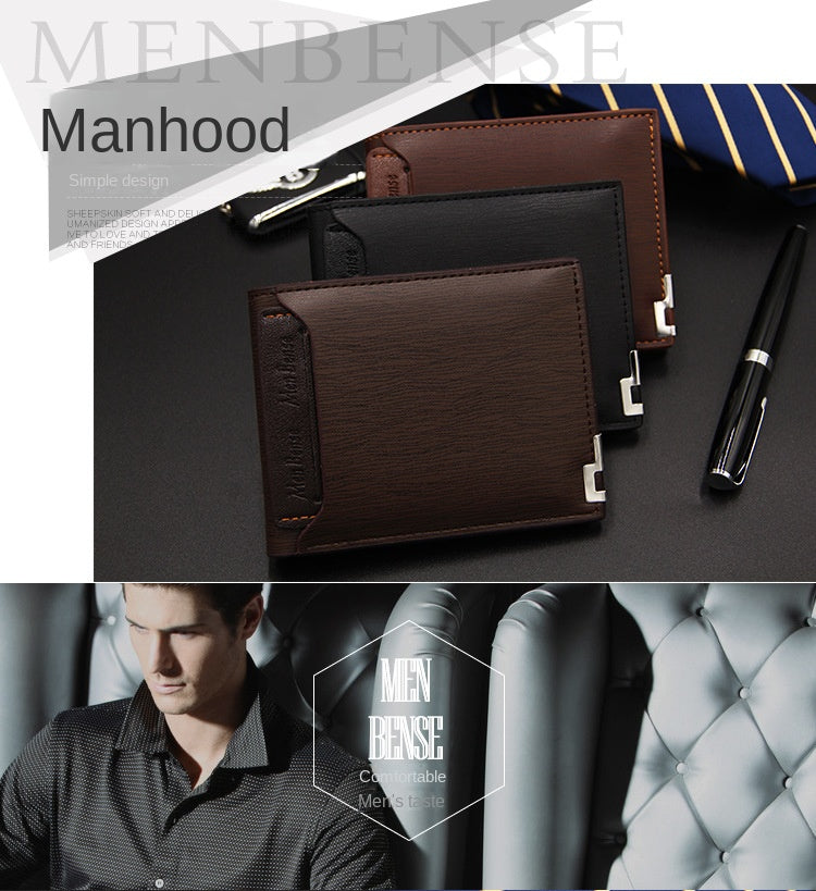 Fashion Men's	Wallet PU Leather Short Card Holder Purse for Men Luxury Designer Billfold Male Portable Small Cardholder Wallets