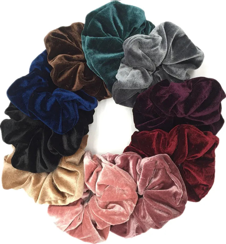 10/6 Accessories Scrunchies Hair Scrunchy Women Velvet Solid Leopard Tie Dye Ponytail Holder Headwear Elastic Ties Bands Set