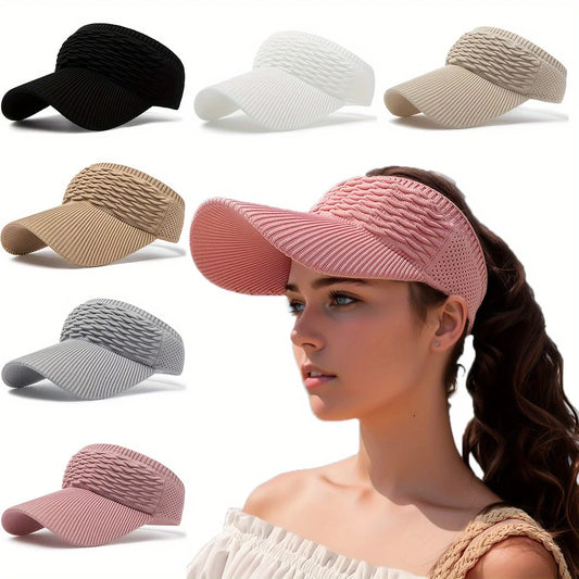 Solid Color Knitted Visor Hats Trendy Breathable Elastic Sun Hat Casual Running Visors For Women daily uses Summer Outdoor