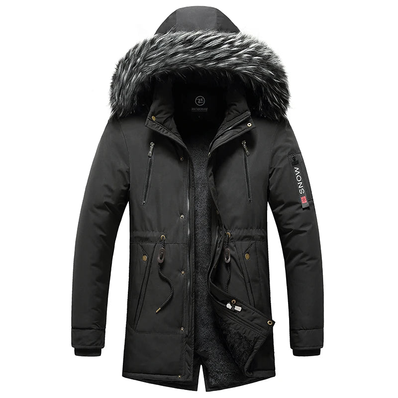 Veste d'hiver chaude pour hommes, veste parka décontractée coupe-vent en coton, manteau pour hommes, col en fourrure, vêtements d'extérieur épais, chapeau détachable, veste pour hommes