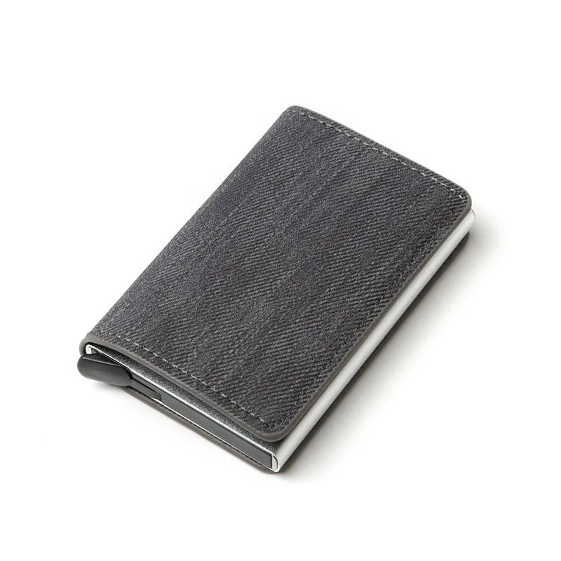 Gebwolf Credit Card Holder Men Wallet RFID Aluminium Box Denim Wallets with Money Clip