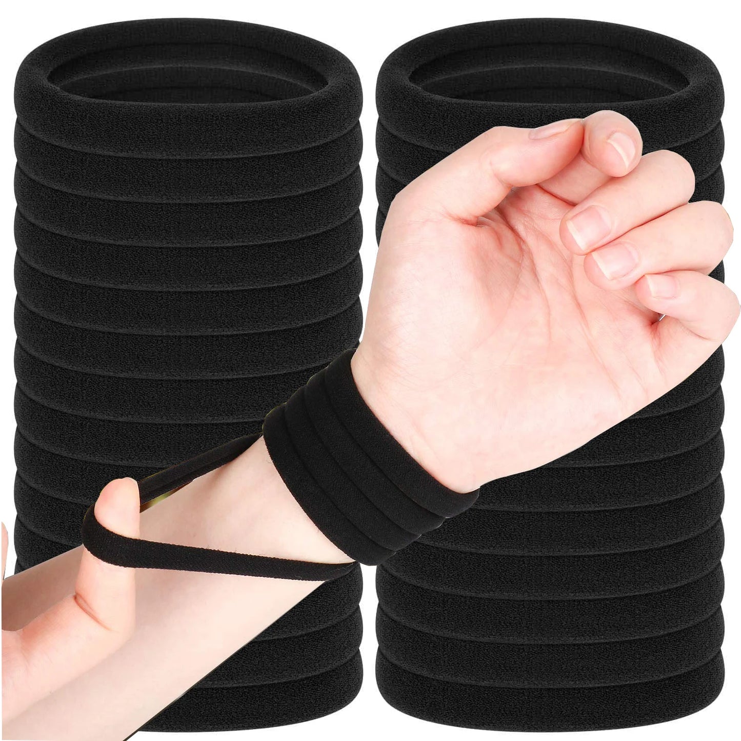 50pcs High Elastic Black Cloth Hair Bands for Women Girls Hairband Rubber Band Hair Ties Ponytail Holder Scrunchies Accessories