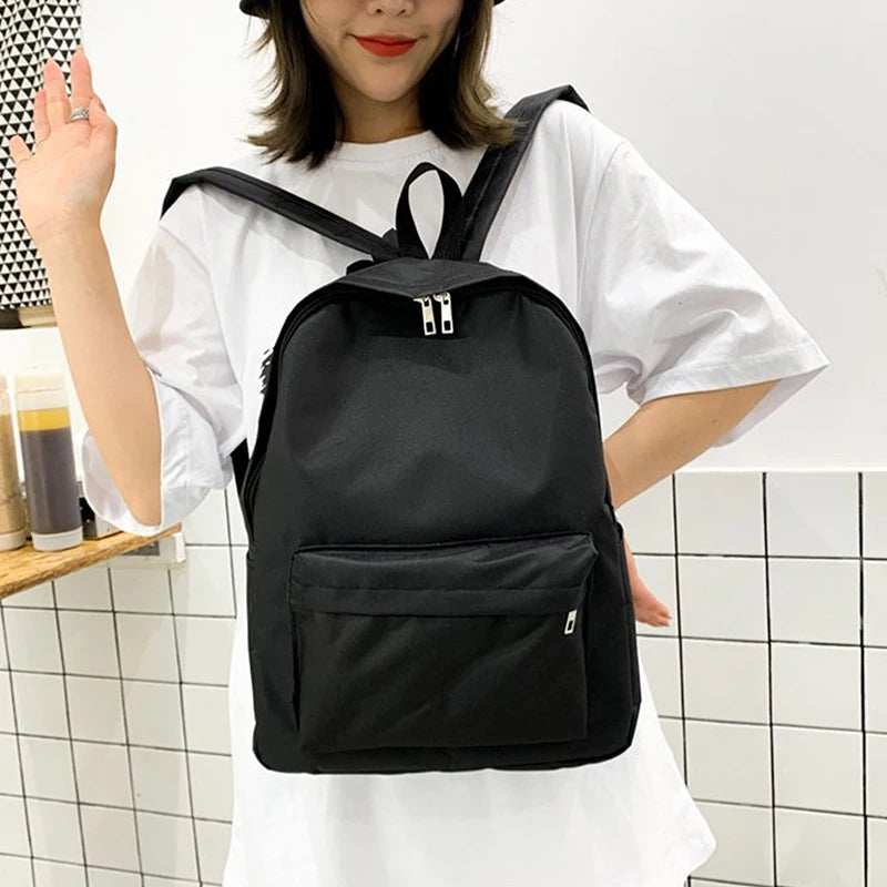 Korean Fashion Solid Backpack Student Schoolbag Women Men Large Capacity Travel Bag Fashion Backpack