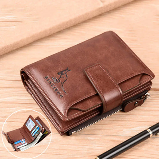 Leather Men's Wallet Luxury Short RFID Card Holder for Men Zipper Coin Purse Portable Male Wallets Billfold