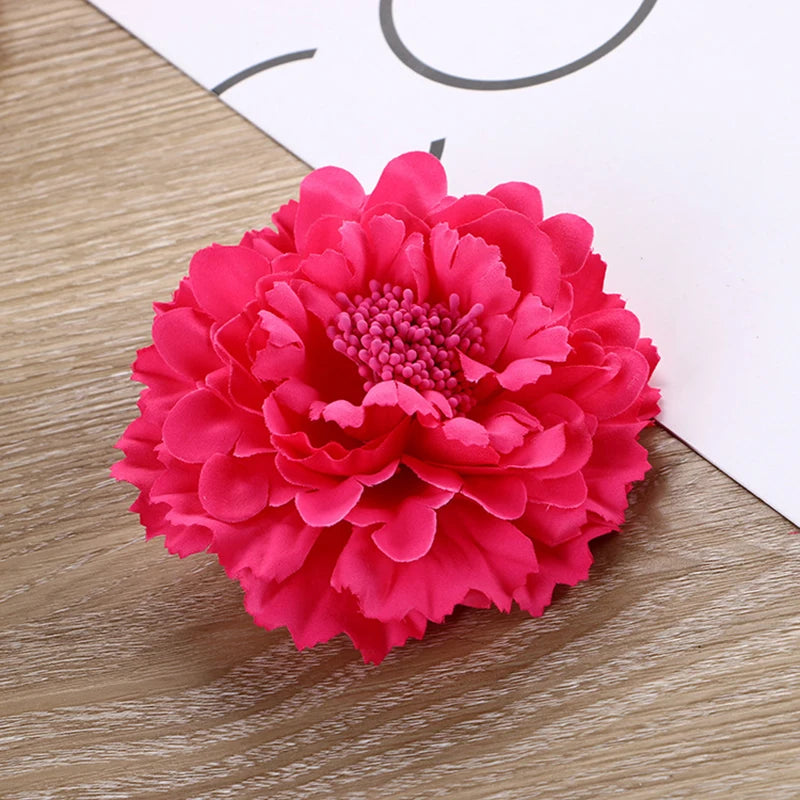 Flamenco Flowers For Hair DIY Headdress For Bridal Flocking Cloth Red Rose Flower Hairpin Hair Clip Party Hair Accessories