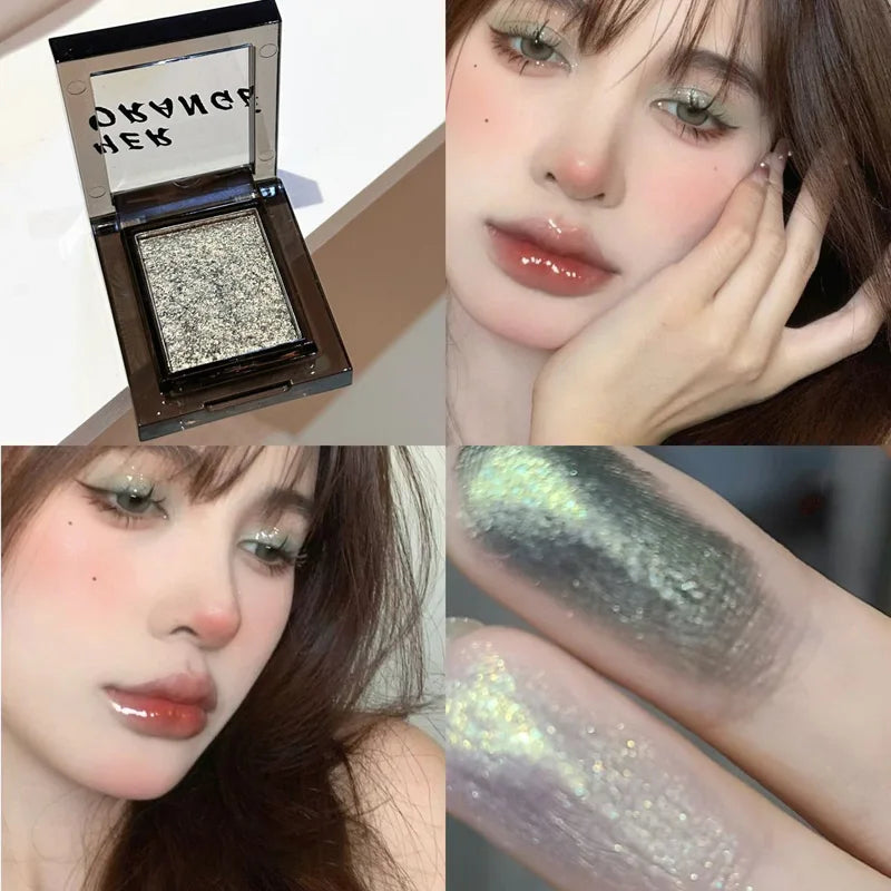 Smoky Glitter Eyeshadow Punk Black Shimmer Pink Mashed Potatoes Texture Cool Monochrome Eye Shadow Palette Pearly Matte Makeup