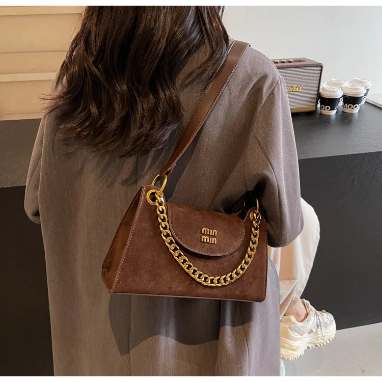 Metal Letter Designer Brand Handbags Top Handle Luxury Shoulder Bags Solid Color Elegant Crossbody Bags Fashion Bags For Women